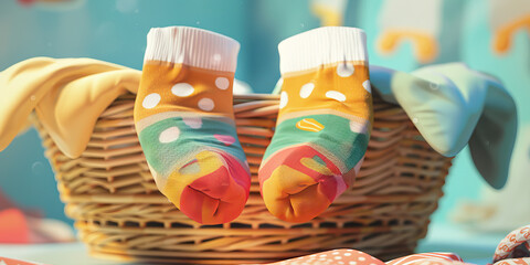 A Vibrant Twist on Laundry Day: Bold and Bouncy Socks Ready for New Adventures