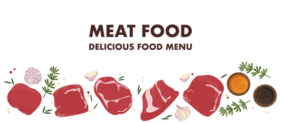 Food meat illustration Use for cooking steak and grilling vector cartoon illustration for a butcher shop or steakhouse menu.