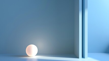 Playful interplay of light and dark, accentuating the simplicity of a minimalist abstract design on a blue background.