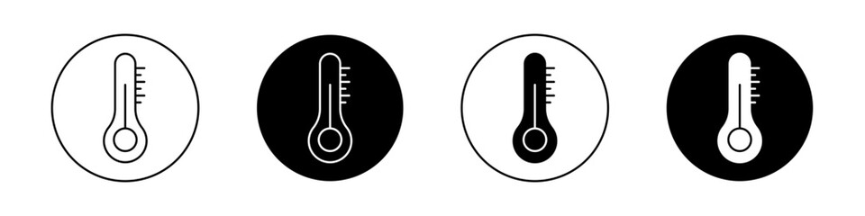 Thermometer half icon set. normal temperature vector symbol in black filled and outlined style.