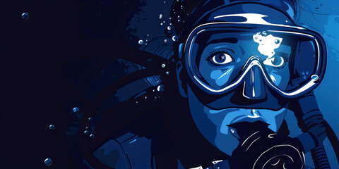 Deep Discovery: An experienced diver navigates through the unfathomable depths of the ocean, his eyes adjusting to the dim light that penetrates the inky blue expanse around him.