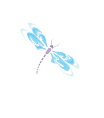 Colored vector illustration of dragonfly. Color image of the dragonfly on a white background.