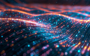 Obraz premium Dynamic illustration of numerous digital streams merging together, creating a singular unified data flow.