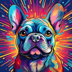 French bulldog in pop art style