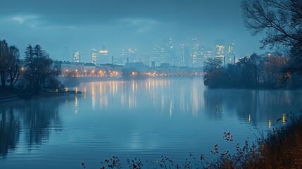 Amazing nighttime cityscape of Warszawa, the capital city of Poland.