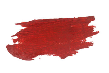 Red paint artistic brush stroke Isolated on A Transparent Background