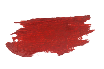 Red paint artistic brush stroke Isolated on A Transparent Background