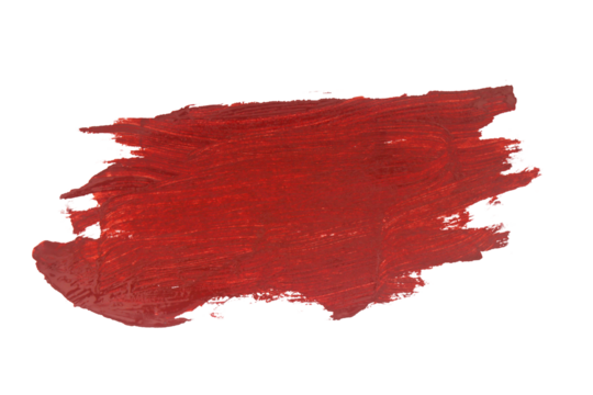 Red paint artistic brush stroke Isolated on A Transparent Background