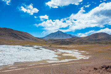Landscape of Piedras Rojas and the Salar de Aguas Calientes at the Atacama Desert - Atacama, Chile