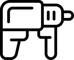 Simplified vector illustration of a power drill in black and white, perfect for tool icons