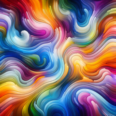 Abstract background: chaotic waves of rainbow colors.