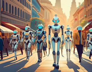 Obraz premium Robots in the city