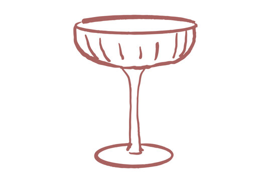 recommend clip art: Hand drawn illustration of cocktail glass. Simple line art design for print. Naive art style. Concept for alcohol drinks and party time. 