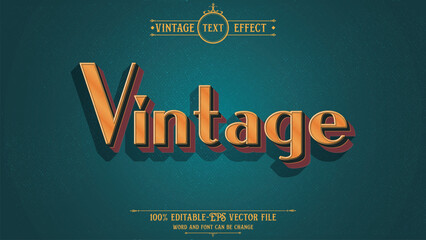 Vintage retro style editable 3d vector text effect