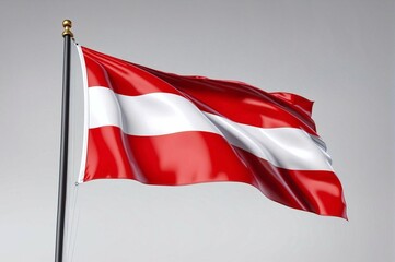 A red and white flag with a gold pole