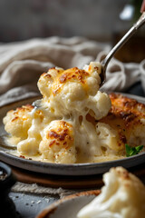 Cauliflower Cheese  Being Served