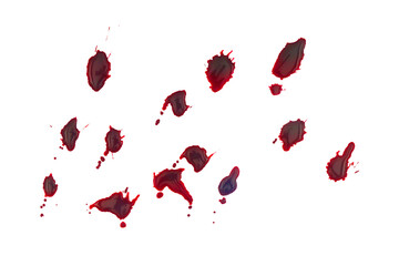 Drops of blood on grey Isolated on A Transparent Background