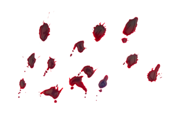 Drops of blood on grey Isolated on A Transparent Background