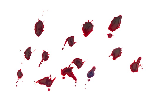 Drops of blood on grey Isolated on A Transparent Background