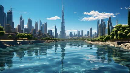 Fototapeta premium Burj khalifa skyscraper in dubai cityscape