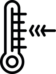 Cold temperature thermometer icon for weather. Climate. And medical measurement in winter with freezing point scale. Vector drawing