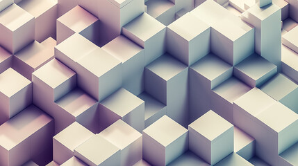 Obraz premium Abstract Geometric Cubes Pattern, Pastel Colors, Modern Background Design