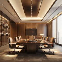 Fototapeta premium Empty business company office meeting room with nobody in it