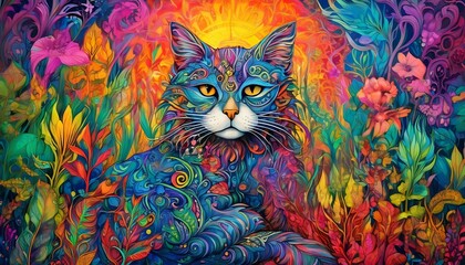  Abstraktion gemusterte Katze. Hintergrund für das Design 3.