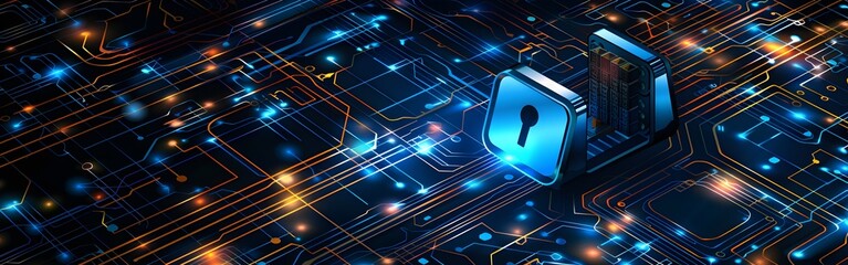 Naklejka premium Big Data science analysis business technology concept on virtual screen secure data and cyber security