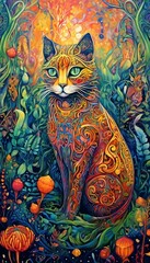 Abstraktion gemusterte Katze. Hintergrund für das Design 4.