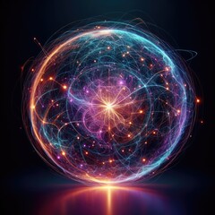 Obraz premium Abstract neon energy sphere circle on a black background