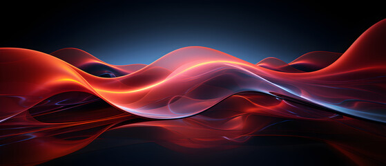 Red luminous neon light waves, A Vibrant Display of Dynamic Energy