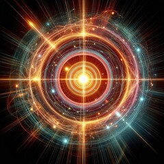 Obraz premium Abstract neon energy sphere circle on a black background