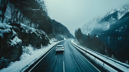 Fototapeta premium A car moving on the highway