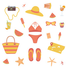 summer vacation plane vector collection. woman summer story. 
