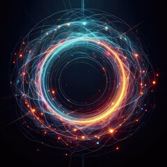 Obraz premium Abstract neon energy sphere circle on a black background