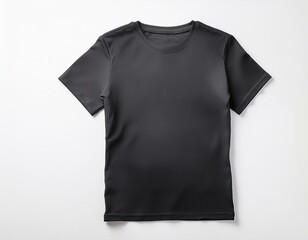 a black T-shirt on a white background, showcasing the bold contrast and modern appeal