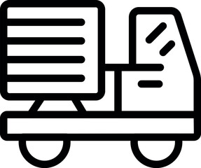 Simple black and white delivery truck icon illustration in minimalistic line art vector design. Perfect for logistics and transportation industry services