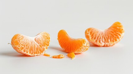 Tangerine segments without peel on white background