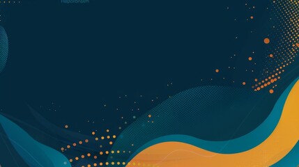 Minimalist poster design in dark teal, amber, squash, and vermillion colors with digital particle decorations. Ideal for scientific conferences.