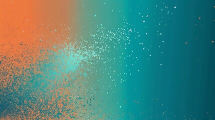 Teal and tangerine theme with digital particle decoration on minimal background. Ideal for scientific conference posters with vast negative space.