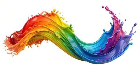 Colorful rainbow wave paint splash isolated on background