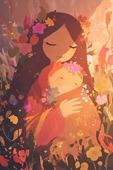 Fototapeta premium Happy mother's day, Sunday, 8 May. Celebrating happy mother's day with arms holding each others 