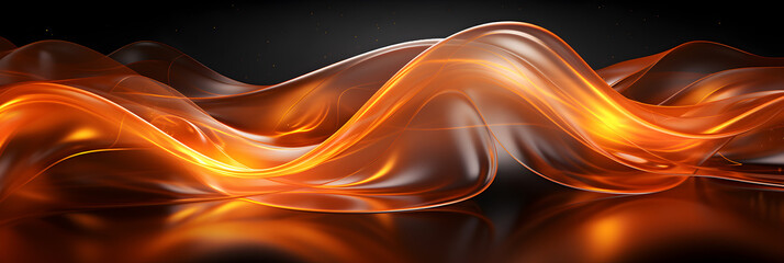 Yellow Orange Luminous Neon Light Waves: A Vibrant Display of Dynamic Energy, panorama digital art background