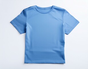 a blue T-shirt against a pristine white background, highlighting its timeless appeal