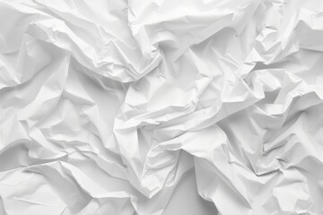 Fototapeta premium Crumpled white paper texture on a flat surface. Design for background graphics, texture overlays in artistic projects.