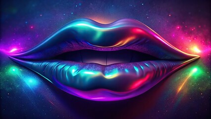 Abstract render of human lips glowing with vibrant colors