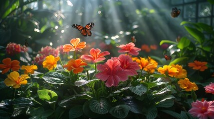 Butterfly Resting on Flowers