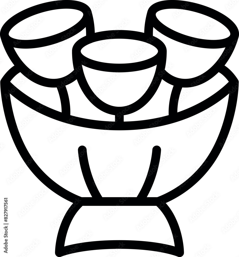 Poster black line illustration of a simple, modern bouquet of flowers icon, suitable for web and print - Posters