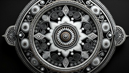 Obraz premium Traditional Balochi Patterns in Black and White Embroidery